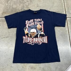 vintage tedy bruschi new england patriots navy shirt size medium
